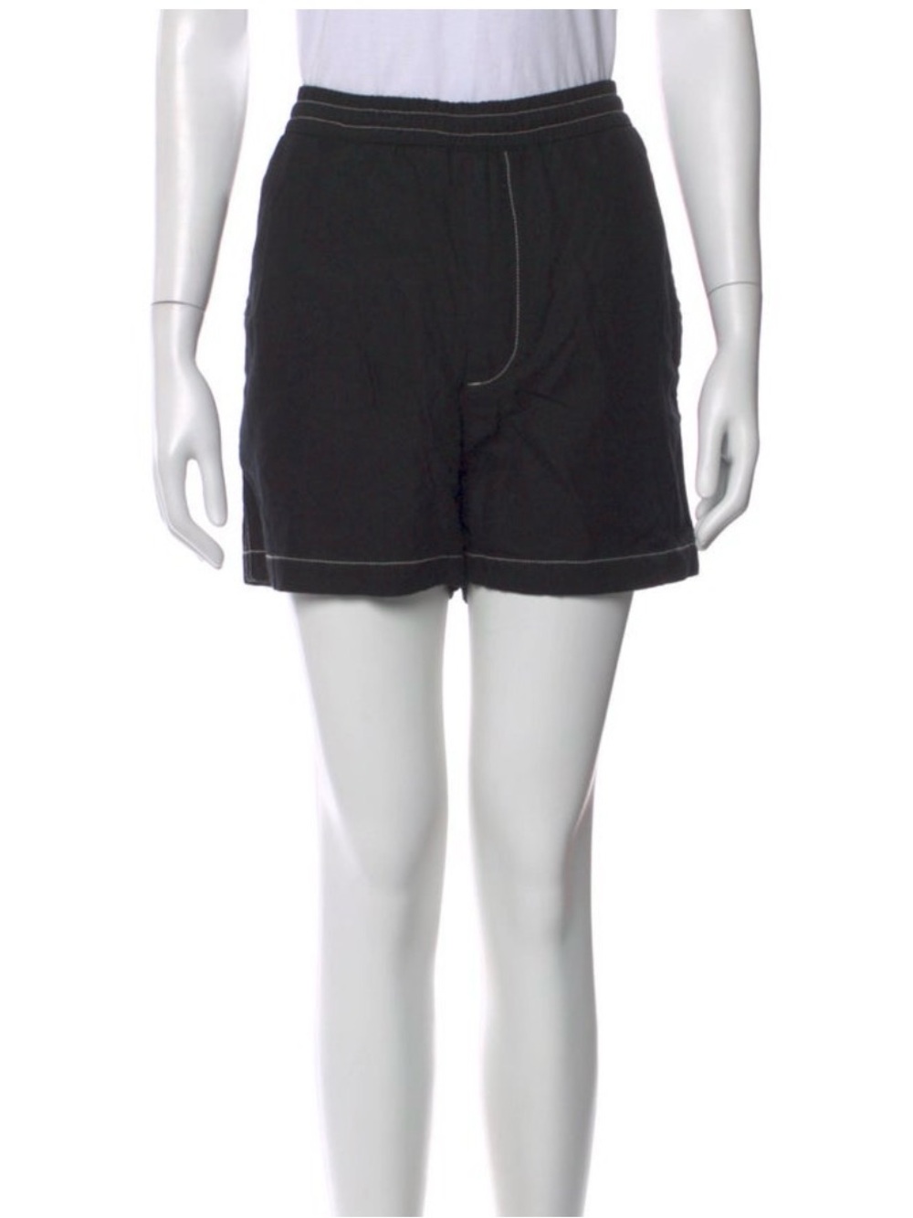 Women's Black Athletic Pull-On Shorts with Contrast Stitching